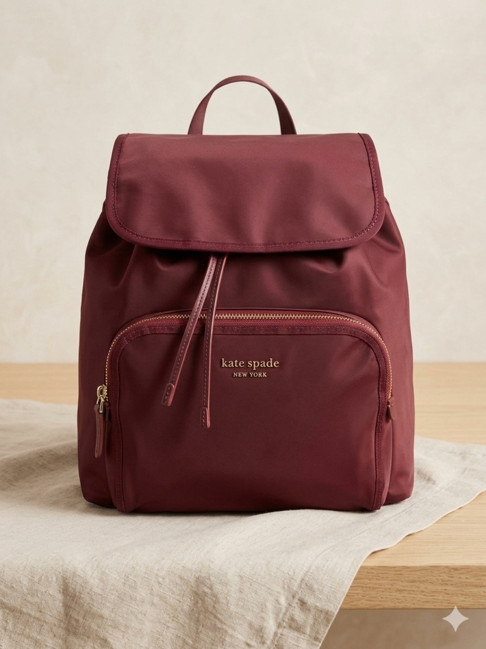 Kate Spade The Little Better Sam Medium Nylon Backpack - Dark Merlot EUC